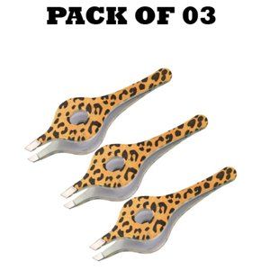 Professional Stainless Steel Paper Coated Panther Style Hole Tweezers Pack of 03